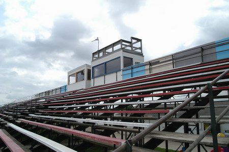 I-96 Speedway - Grandstand And Tower From Water Winter Wonderland (newer photo)